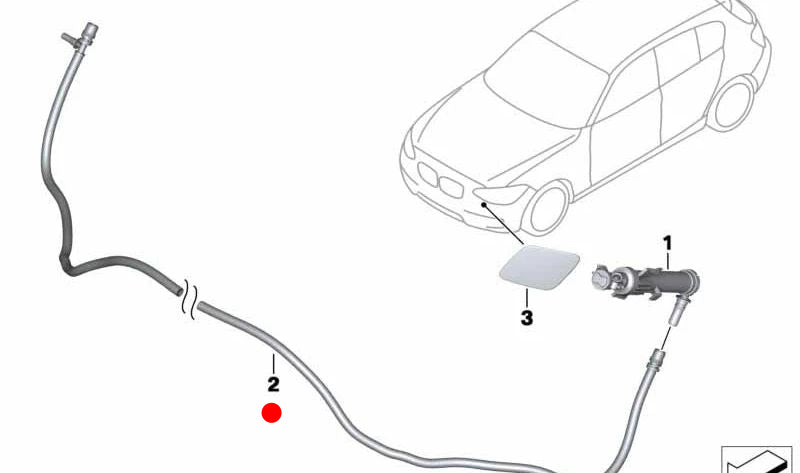 Tubo del sistema di pulizia del faro OEM 61677402610 per BMW F20, F20N, F21N. BMW originale.
