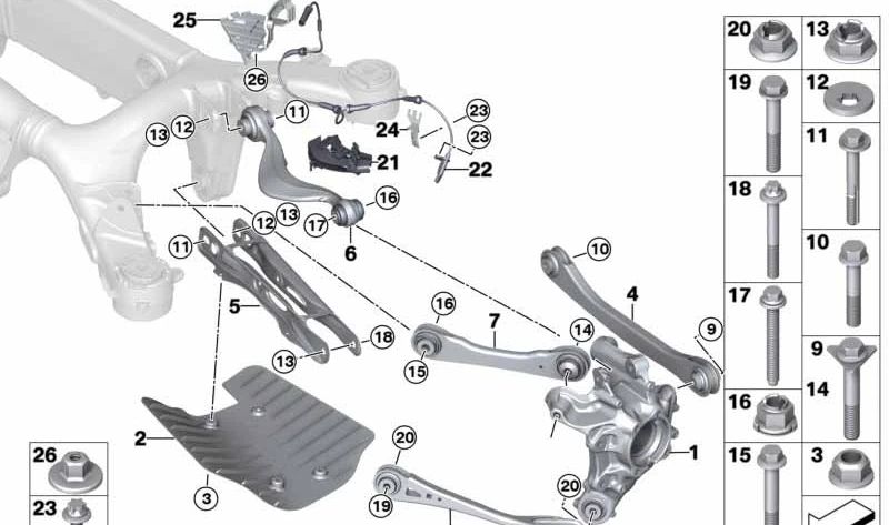 Soporte sensor ABS delantero izquierdo OEM 34526882181 para BMW G14, G15. Original BMW.