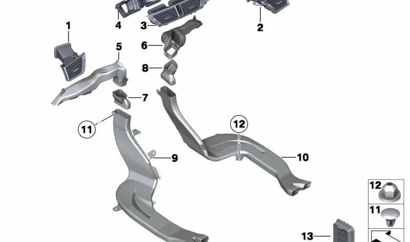 Adaptador para rejilla de ventilación de aire fresco OEM 64222991366 para BMW E84. Original BMW.