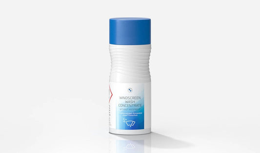 Concentrated windshield cleaner without antifreeze OEM 83125B5FDD6 for BMW E81, E82, E87, E88, F20, F21, F30, F31, G20, G21 and more. Also compatible with Mini F54, F55, F56, F60 and others. Original BMW and Mini.
