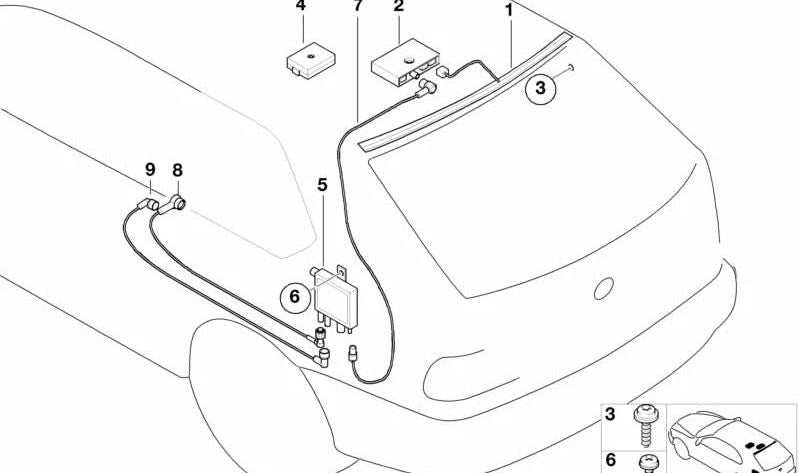 Cable de antena para BMW E46 (OEM 61116911357). Original BMW