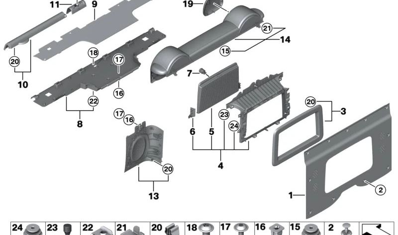 Tapa compartimento trasero OEM 51772759505 para MINI R55, R58, R59. Original MINI.