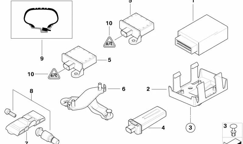 Antenne récepteur RDC OM 36236771043 pour BMW E82, E88, E90, E91, E92, E93, E60, E61, F07, F10, E63, E64, E65, E66, F01, F02, F04, E83, E70, E71, E72, E72 , E85, E86, E89. BMW d'origine.