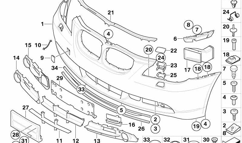 Guía de aire de freno delantero izquierdo OEM 51117033703 para BMW Serie 5 E60, E61. Original BMW.