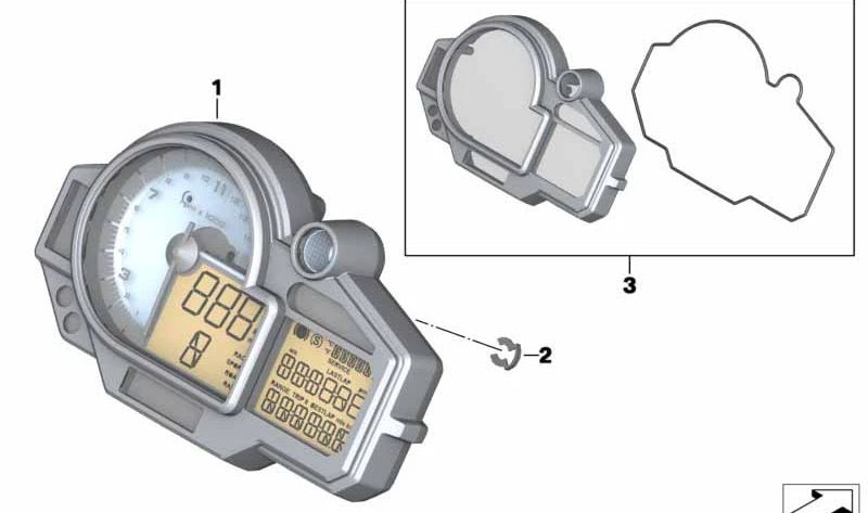Cuadro de instrumentos OEM 62111691267 para BMW Motorrad S1000RR (SK46, años 2016-2018). Repuesto original BMW Motorrad.