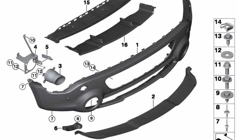 Moldura de escape derecha JCW OEM 51129813170 para MINI Countryman R60, Paceman R61. Original MINI.