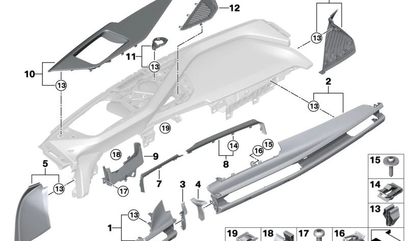 OEM fastening clip 07149496755 for BMW F70, G42, U06, G87, G20, G21, G28, G80, G81, G22, G23, G26, G82, G83, G60, G61, G68, G90, G32, G70, F91, F91, F92, F92, F92, F92, F92, F92, F92, F92, G14, G15, G16, U11, U12, U10, I20, F65, F66, U25. Original BMW.