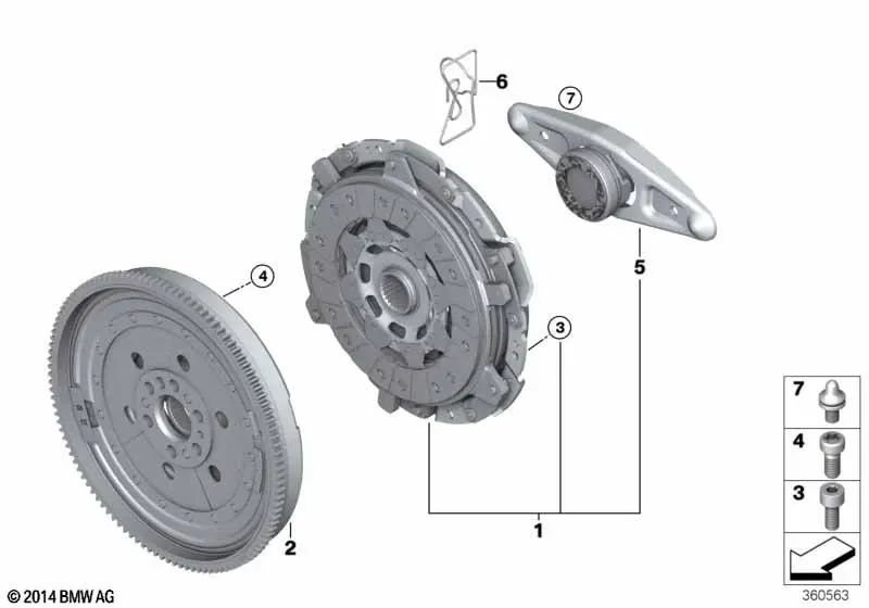 Clutch Parts Kit for BMW 2 Series F87, F87N, 3 Series F80, F80N, 4 Series F82, F83 (OEM 21212284234). Original BMW