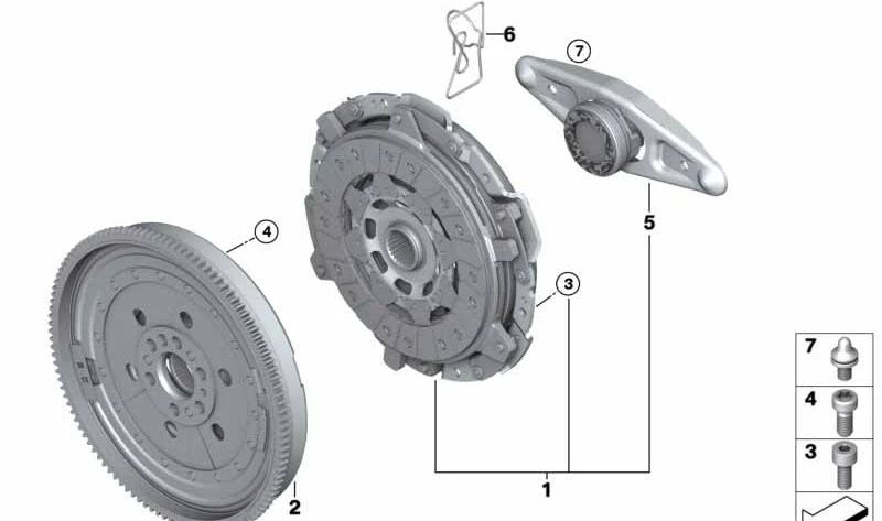 Kit embrague completo OEM 21219505034 para BMW G87, G80, G80N, G82, G82N. Incluye disco 215mm. Compatible con varios modelos M. Original BMW.
