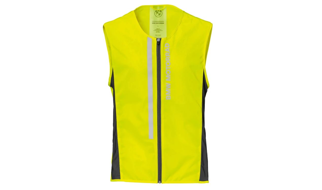 Chaleco HighViz amarillo neón talla M OEM 76427109637 para BMW. Original BMW Motorrad.