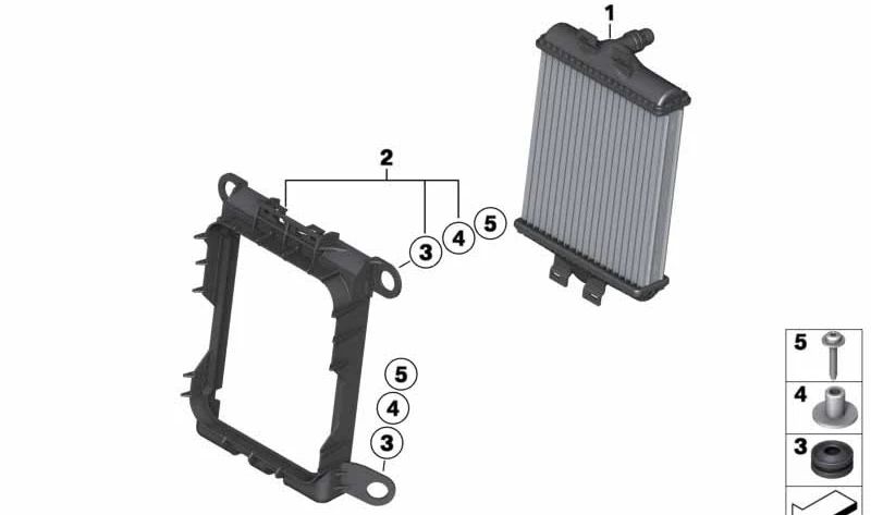 Radiateur d'eau supplémentaire pour BMW F20N, F21N, F22, F23, F30, F31, F34, F35N, F32, F33, F36 (OEM 17117628057). BMW d'origine