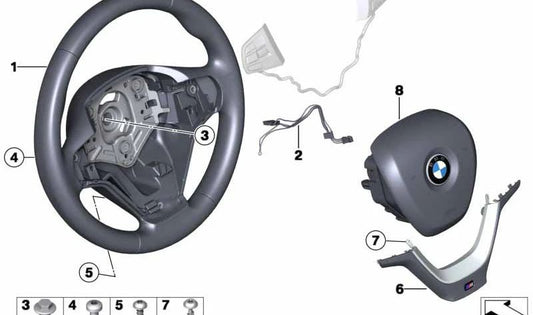 Volante deportivo M de cuero OEM 32307845806 para BMW X3 F25 y X4 F26. Volante original M Sport BMW con diseño exclusivo y acabado en cuero. No apto para montaje por el usuario final. Original BMW.
