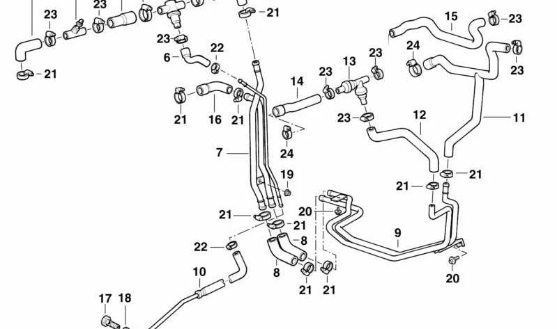 Tubo de refrigeración OEM 11531315348 para BMW E34. Original BMW.
