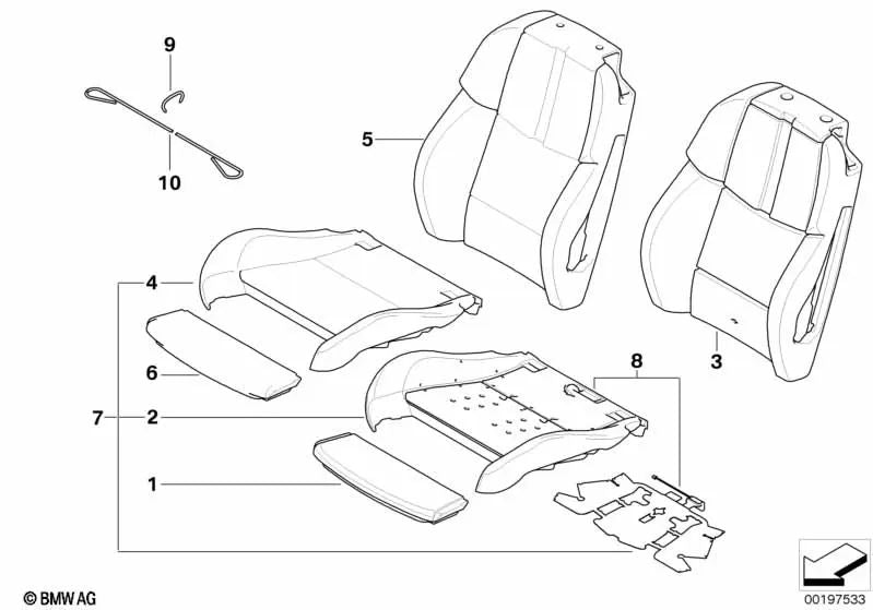Funda Respaldo de Cuero Izquierda para BMW E92, E92N (OEM 52108043027). Original BMW