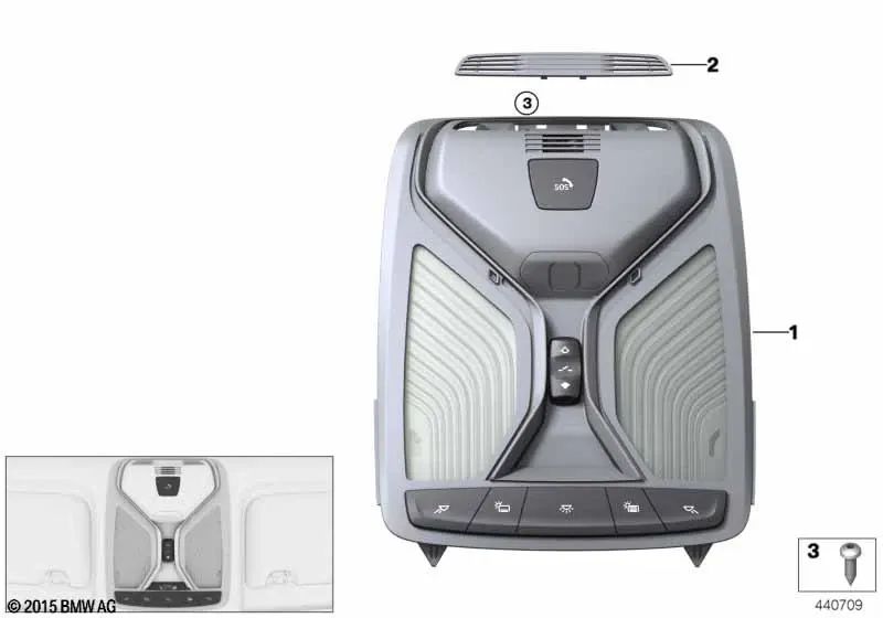 Roof Function Center for BMW G42, G20, G21, G28, G80, G22, G26, G82, F90, G30, G31, G38, G32, G01, G08, G02, G05, G18, G06 (OEM 61315A5A537). Original BMW.