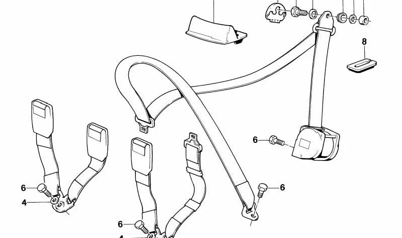 Soporte metálico de fijación OEM 72111924947 para BMW E30. Pieza original BMW, compatible con componentes del cinturón de seguridad trasero.