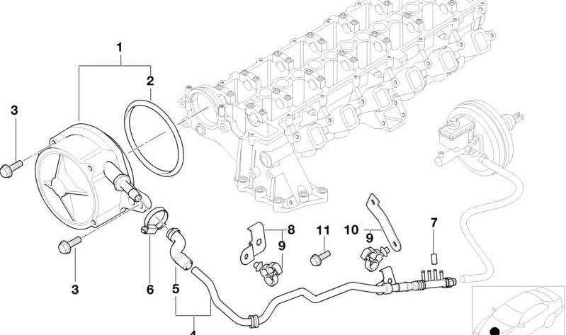 Vakuumrohr für BMW E46, E39, E38 (OEM 11667786546). Original BMW