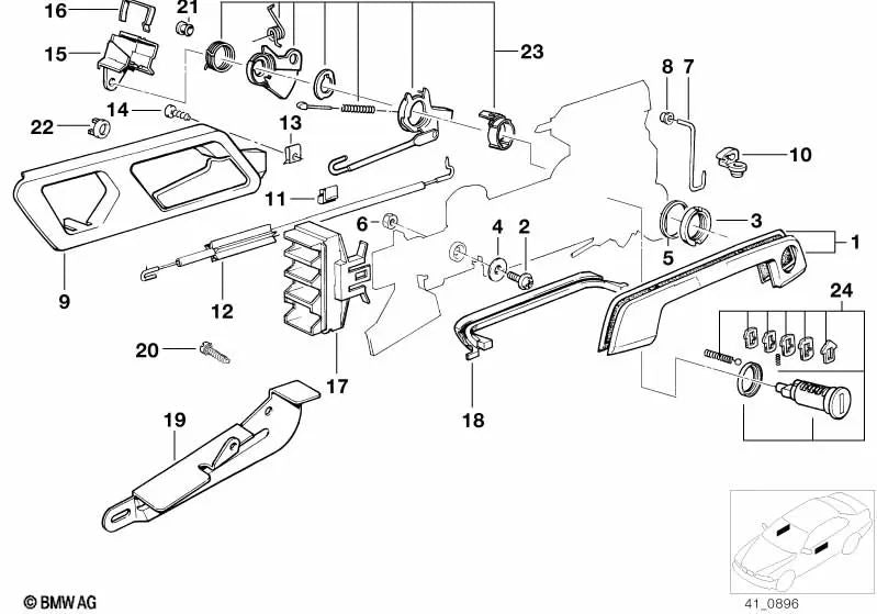 Right housing for BMW 5 Series E34, 7 Series E32 (OEM 51211938840). Original BMW.