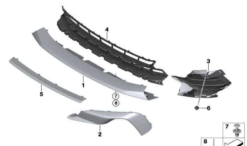 Embellecedor inferior del paragolpes delantero OEM 51117474417 para BMW Z4 G29 (sDrive20i y sDrive30i). Compatible con modelos fabricados entre 2018 y 2026. Pieza original BMW.