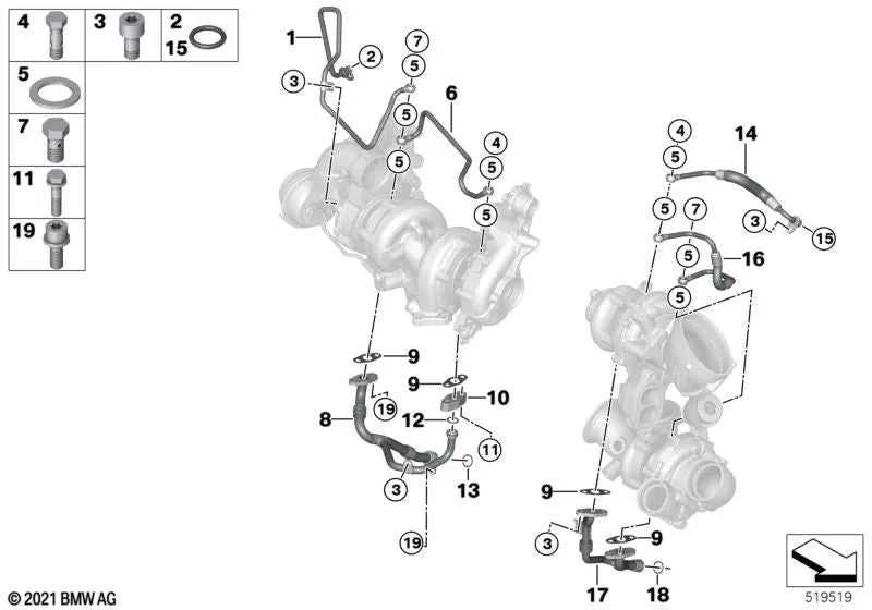 Flange for BMW 5 Series G30, G31, 7 Series G11, G11N, G12, G12N, X5 G05, X6 G06, X7 G07 (OEM 11658473169). Genuine BMW