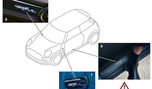 Embellecedor de umbral delantero OEM 51775A3BF89 para MINI F55 (5 puertas) y F56 (3 puertas). Original MINI.