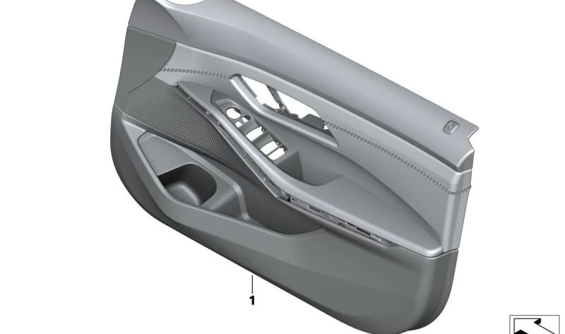 Revestimiento interior de puerta delantera izquierda en cuero negro OEM 51417998695 para BMW Serie 3 G20, G21, G80 M3, G81 M3 Touring... y más. Original BMW.