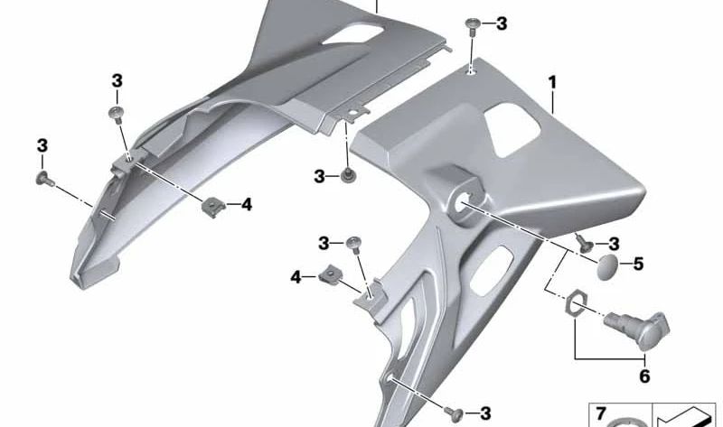 Cubierta trasera izquierda OEM 46638529393 para motos BMW R 1200 RT (K52), R 1250 RT (K52). Original BMW Motorrad.