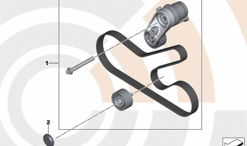 Kit correa auxiliar bomba agua y alternador OEM 11282457049 para BMW F20, F20N, F21, F21N, F22, F23, F30, F31, F34, F35, F35N, F32, F33, F36, F25, F26. Original BMW.