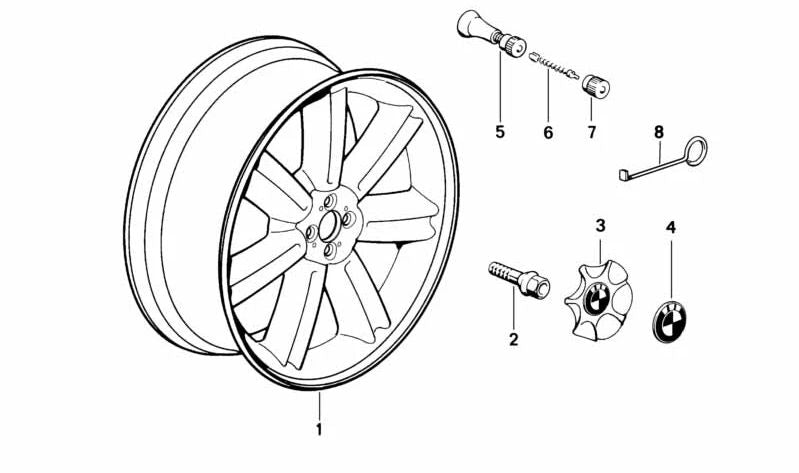 Central Tapacubo OEM 36132294029 pour BMW Z1 (E30) avec Sternspeicen Styling 10. BMW original.