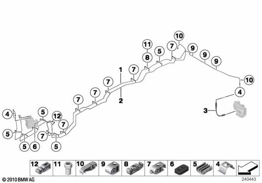 OEM Dual Brake Pipe Bracket 34306787554 for BMW X3 F25, X4 F26. Genuine BMW.