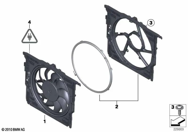 Ventilador surround com ventilador OEM 17117601909 para BMW 7 F01, F02, F03, 6 F06 e Rolls-Royce Ghost, Wraith, Dawn. BMW genuíno.