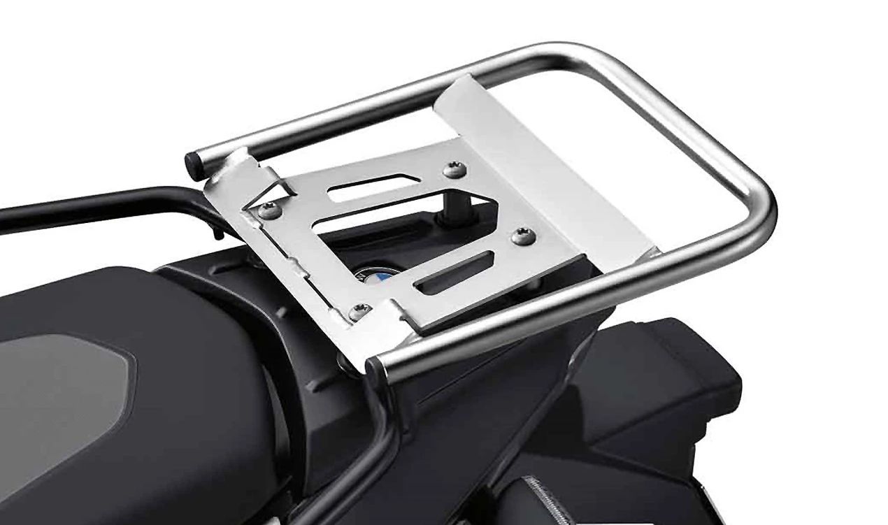 Soporte de maleta top case de aluminio OEM 71607696292 para BMW Motorrad F 800 GS (FK72) y F 800 GS Adventure (FK75). Compatible con modelos de 2007 a 2017. Original BMW Motorrad.
