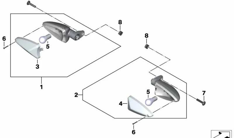 Intermitente blanco OEM 63238534360 para BMW Motorrad G 650 GS, HP4, S 1000 RR, S 1000 R... y más. Original BMW Motorrad.