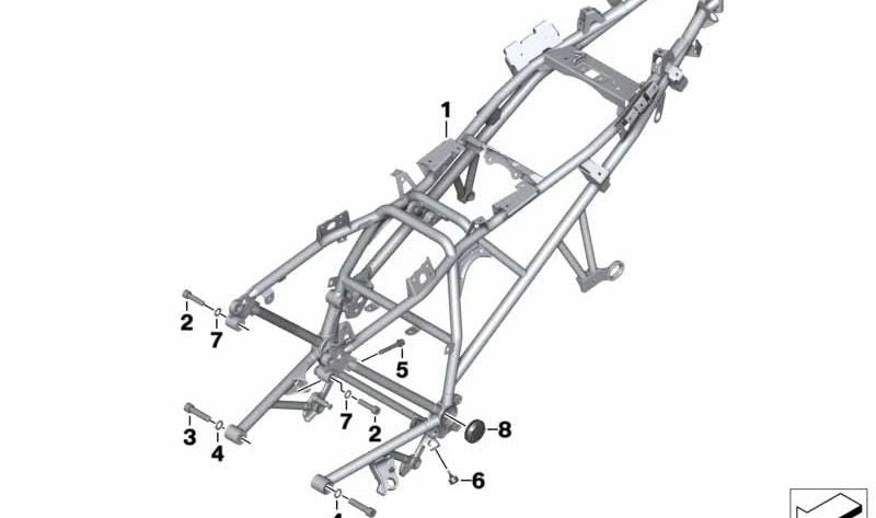 Cuadro trasero negro OEM 46518521840 para motos BMW R 1200 RT, R 900 RT. Original BMW Motorrad.
