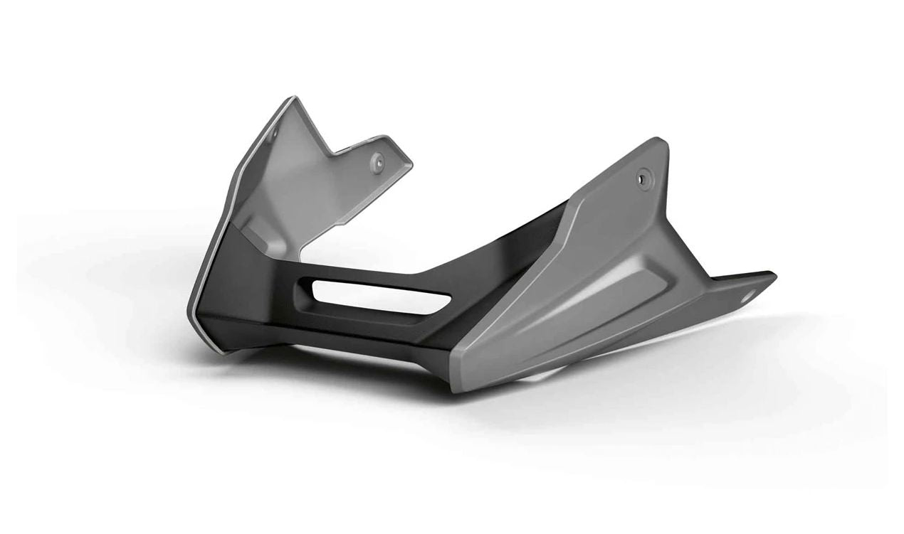 Spoiler inferior motor OEM 77319829374 para BMW Motorrad F 900 R (FK83) y F 900 XR (FK84) modelos desde 11/2019 hasta 10/2024. Mejora la aerodinámica. Acabado gris granito mate. Original BMW Motorrad.