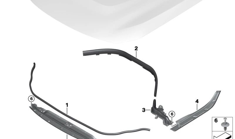 Junta de sellado lateral derecha OEM 51768497752 para BMW G42 y G87. Original BMW.