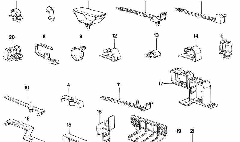 Soporte sujetacables OEM 61131369883 para BMW E30, E28, E34, E24, E31. Original BMW.