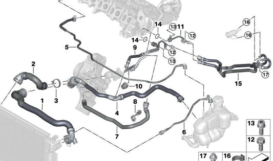 OEM expansion vessel sleeve 17128580485 for BMW F40, F44, F45, F46, F48, F39 and Mini F54, F60. Original BMW and Mini.