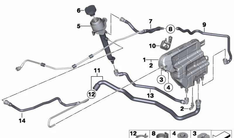Manguera de refrigerante OEM 17127619711 para BMW F07, F10, F11, F06, F12, F13, F01, F02. Compatible con versiones N. Recambio original BMW.
