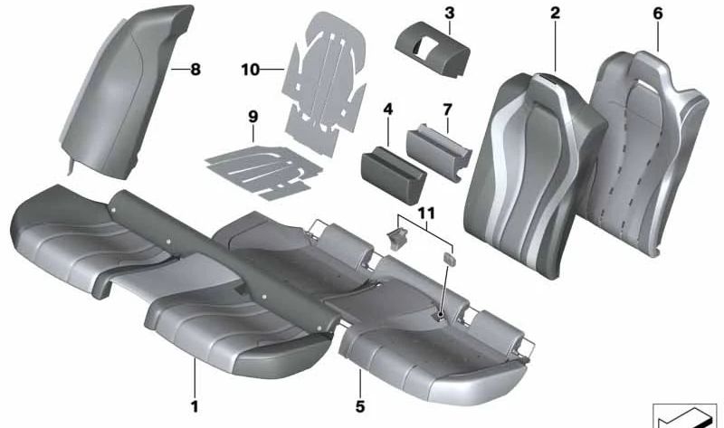 Funda de asiento confort en cuero OEM 52209498764 para BMW G16. Original BMW.
