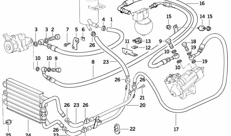 Enfriador de aceite OEM 32411140472 para BMW E31 {840Ci, 840i, 850CSi} con motores M60, M62 y S70. Original BMW.