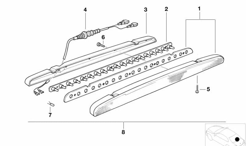 OEM rear bulb 63218362363 for BMW E34 518g, 518i, 520i, 525i. Compatible with third brake light. Original BMW.