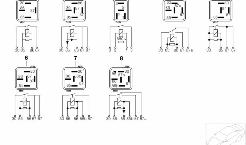Schließrelais (Übersee blau) OEM 61368364582 für BMW E36, E46, E65, E66, E83, E85, E86. Original BMW.
