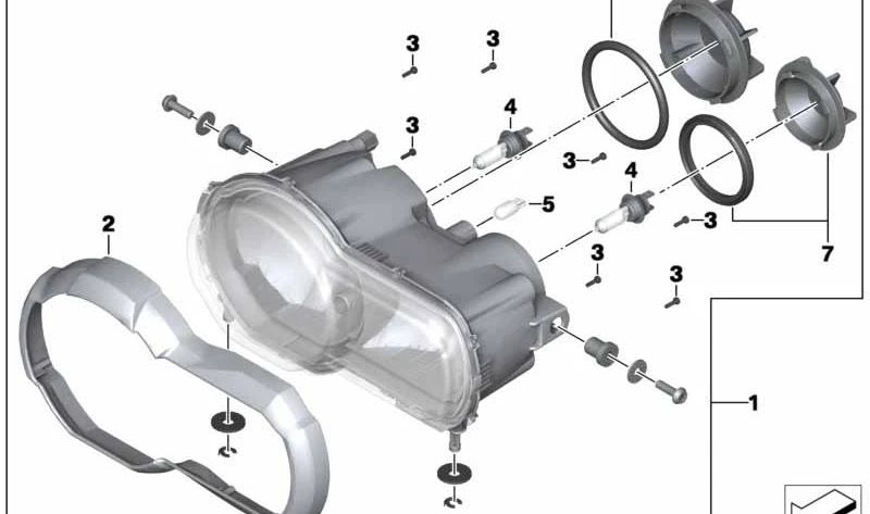 Halogen Faro OEM 63218525100 for bmw R 1200 GS motorcycles, R 1250 GS, R 1200 GS Adventure, R 1250 GS Adventure. Original BMW Motorrad.