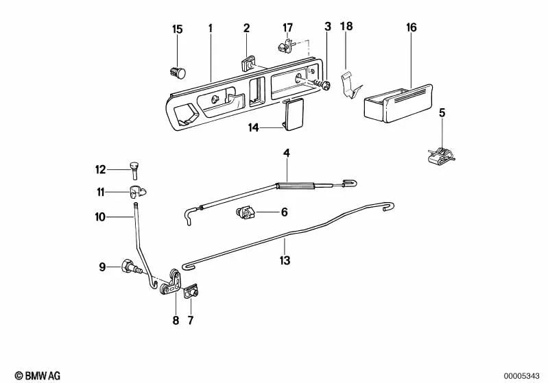 Cable Bowden derecho OEM 51228148622 para BMW Serie 5 E34 (518g, 518i... y más). Original BMW.