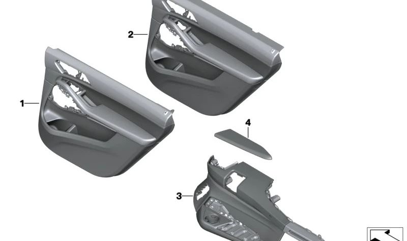 Revestimiento interior de puerta trasera derecha negro OEM 51427997432 para BMW X7 G07, X7 G07 LCI… y más. Original BMW.