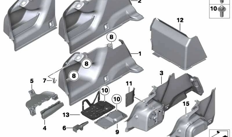 Tapa derecha OEM 51717314091 para BMW F10, F11. Original BMW.