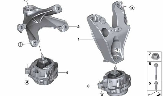Soporte del motor derecho OEM 22117855818 para BMW M2 F87. Original BMW.