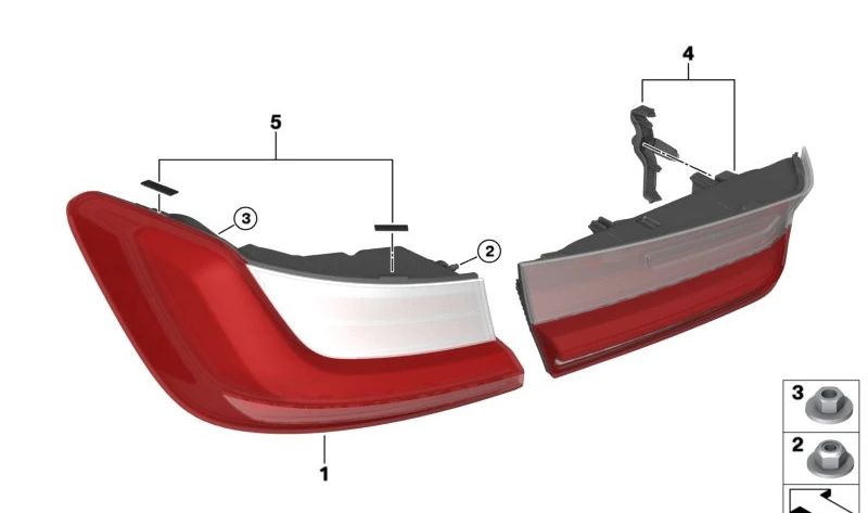 Piloto trasero izquierdo OEM 63217420449 para BMW G20, G28, G80. Original BMW.