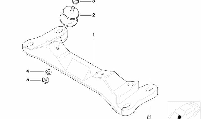 Soporte de transmisión OEM 22316759889 para BMW E46 320d {modelos AP71, AP72, AP81, AP82, AS71, AS72, AS81, AS82, AZ12, AZ22}. Compatible con cambio manual y automático. Original BMW.